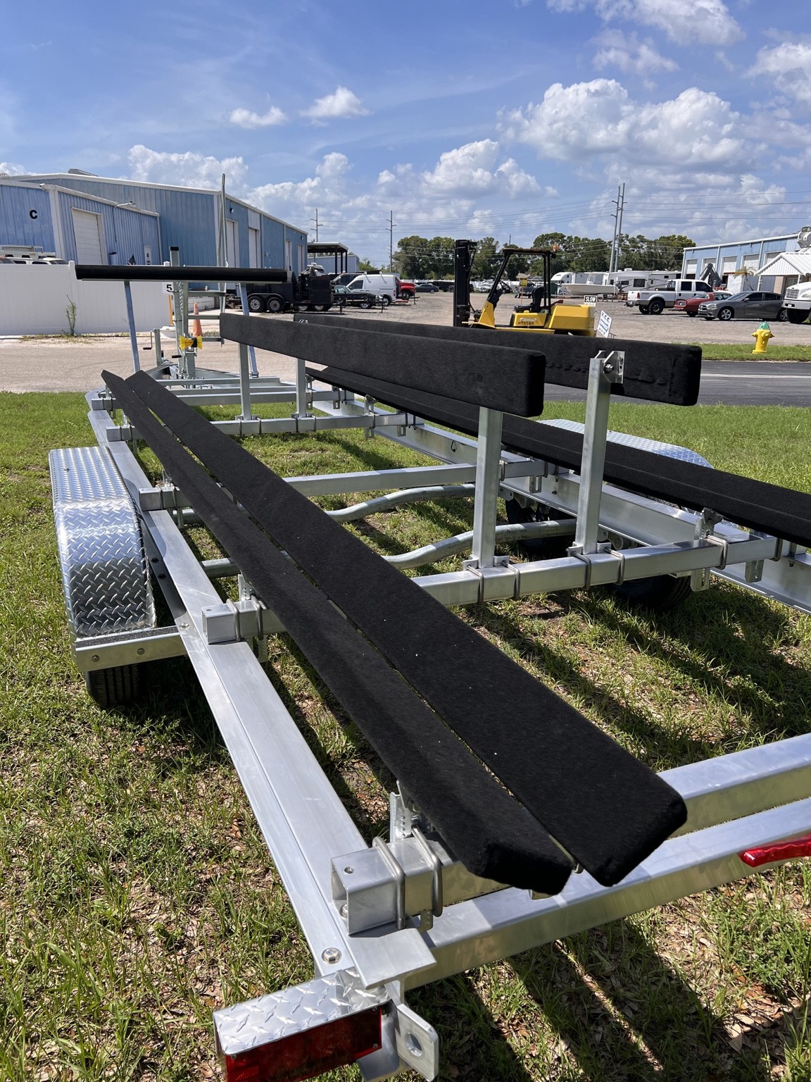 Bunks and guide supports of a Gulf Coast Trailers 7K–12K Dual Catamaran build