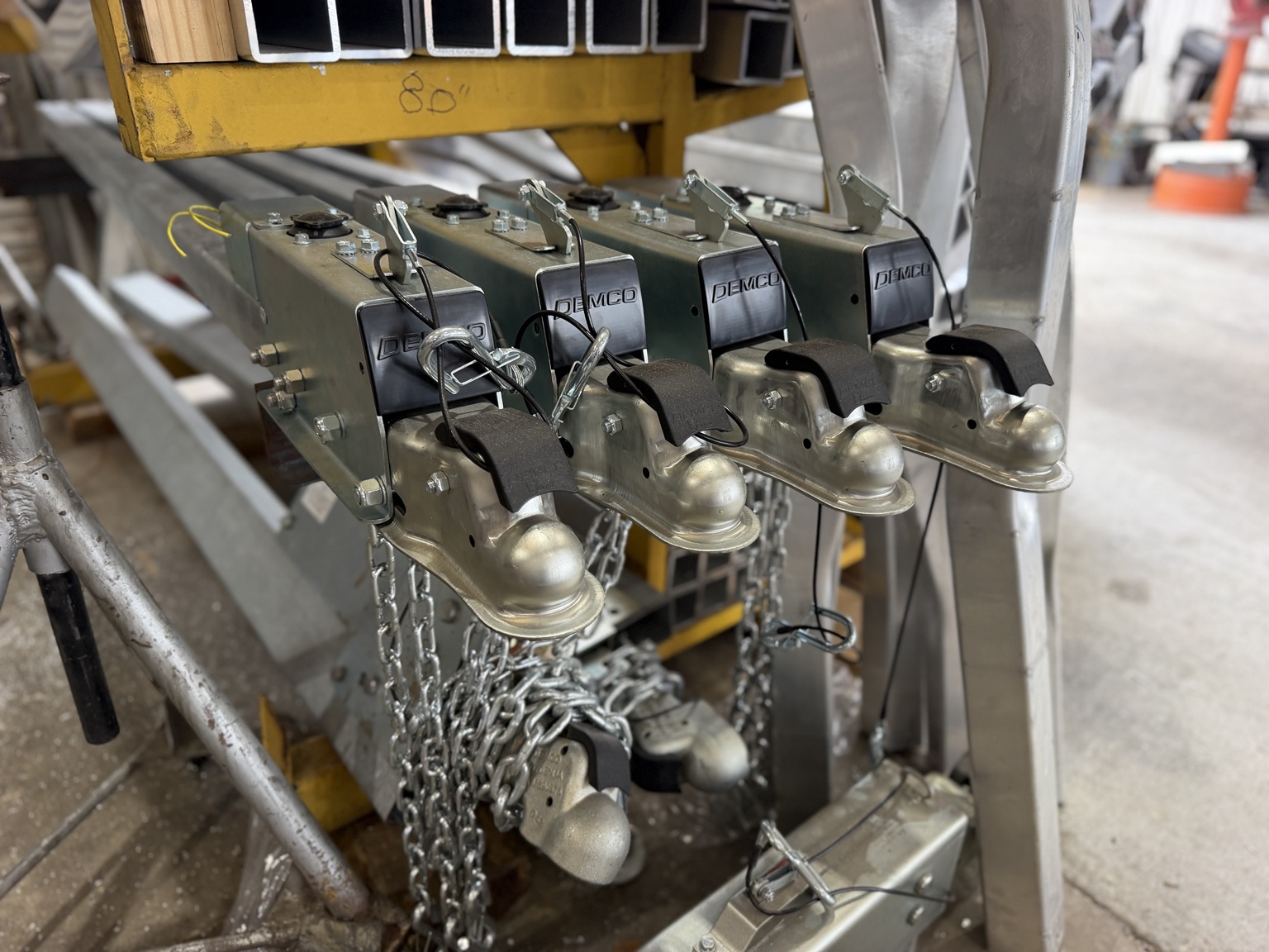 Couplers and safety chains.