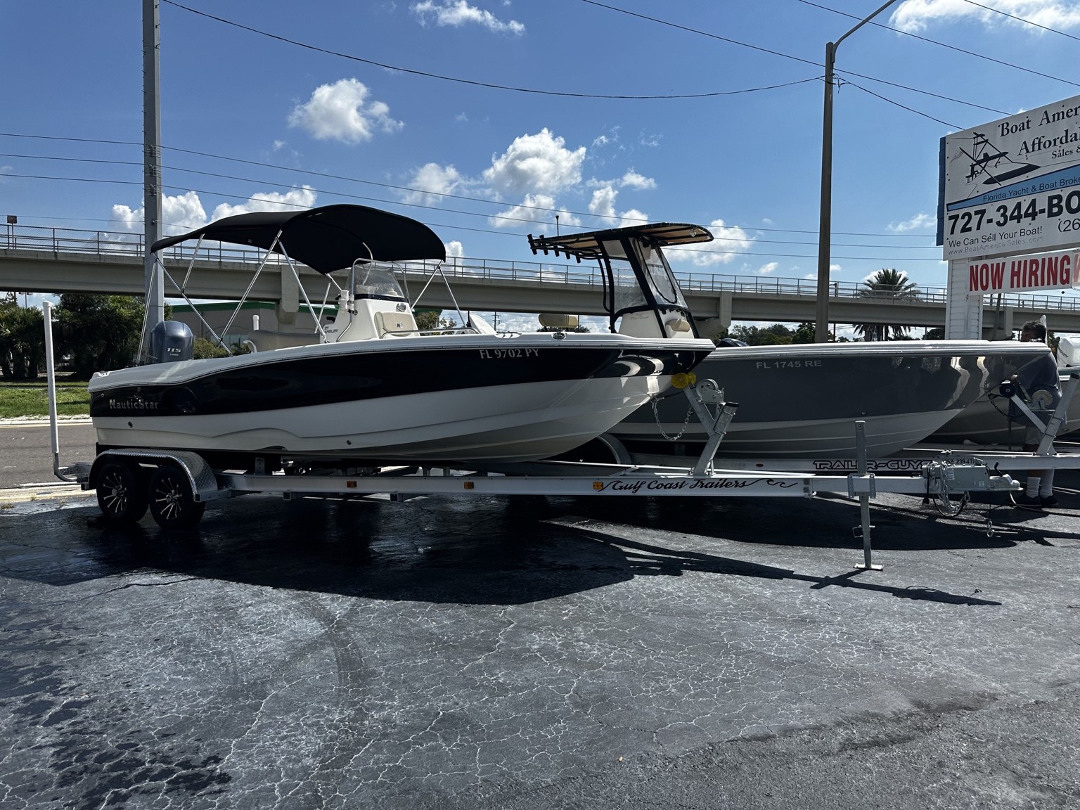NauticStar 211 Angler fitted to a Gulf Coast Trailers tandem-axle aluminum trailer