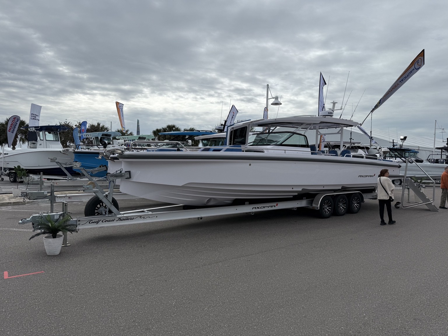 Axopar 37 · Boat-show side profile